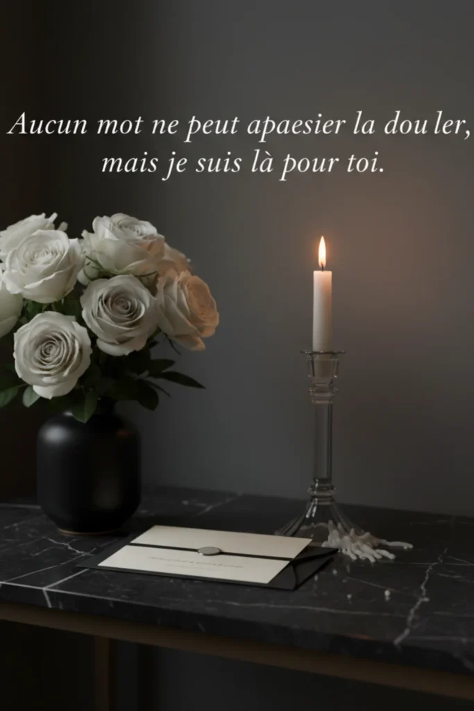 Aucun mot ne peut apaiser la douleur, mais je suis là pour toi.