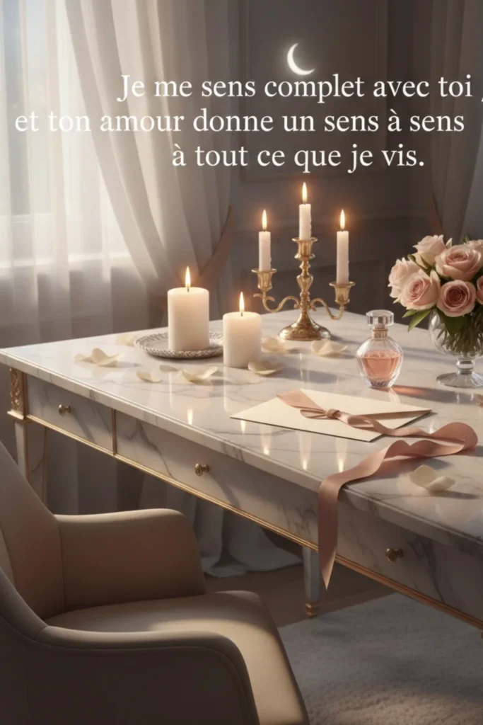 Je me sens complet avec toi et ton amour donne un sens à tout ce que je vis.