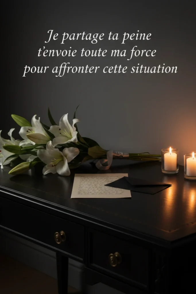 Je partage ta peine et t’envoie toute ma force pour affronter cette situation.