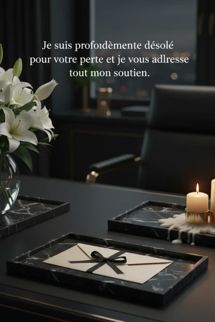 Je suis profondément désolé pour votre perte et je vous adresse tout mon soutien.