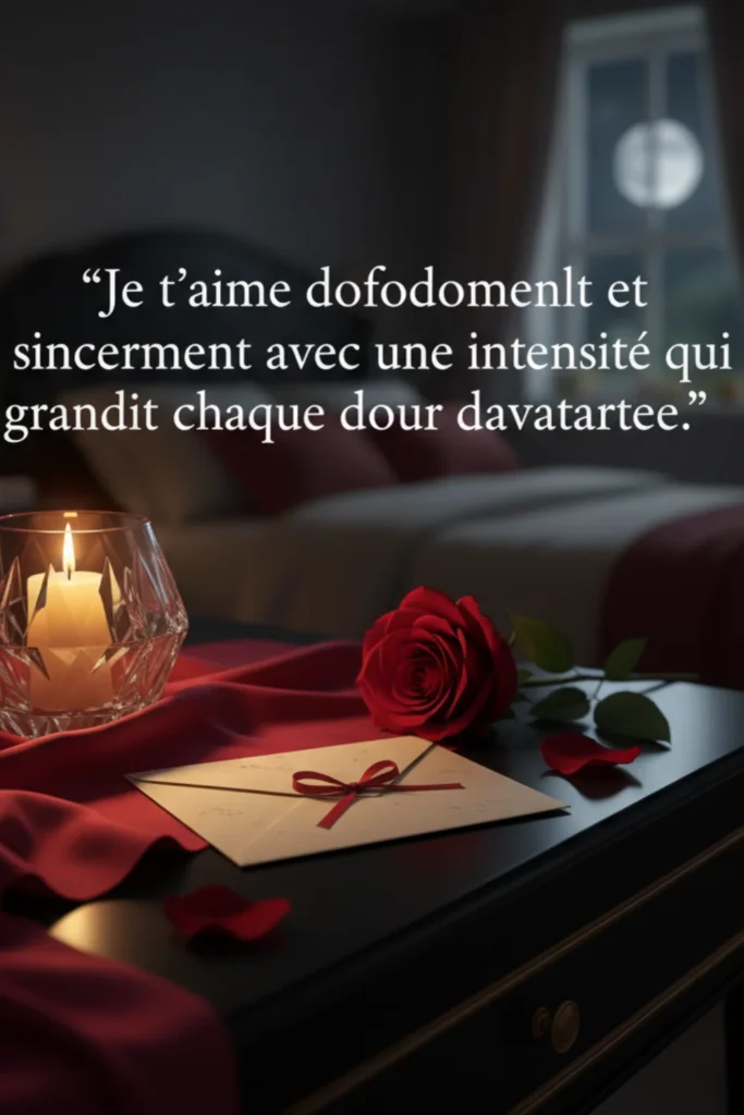 Je t’aime profondément et sincèrement avec une intensité qui grandit chaque jour davantage