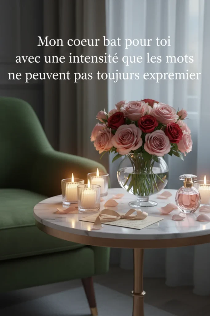 Mon cœur bat pour toi avec une intensité que les mots ne peuvent pas toujours exprimer.