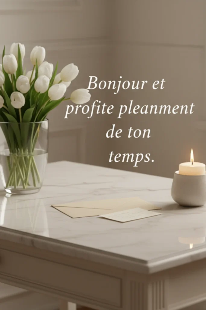 Bonjour et profite pleinement de ton temps.
