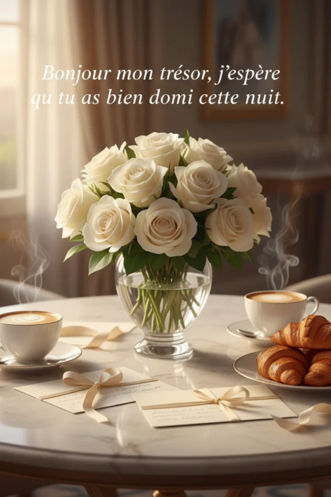 Bonjour mon trésor, j’espère que tu as bien dormi cette nuit.