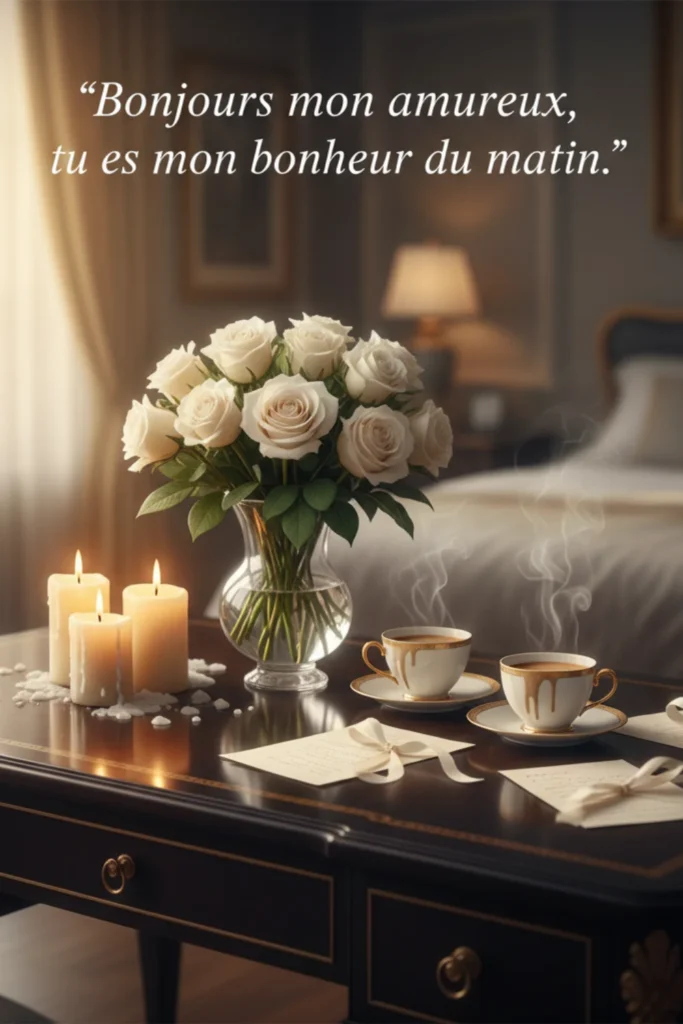 Bonjours mon amoureux, tu es mon bonheur du matin.