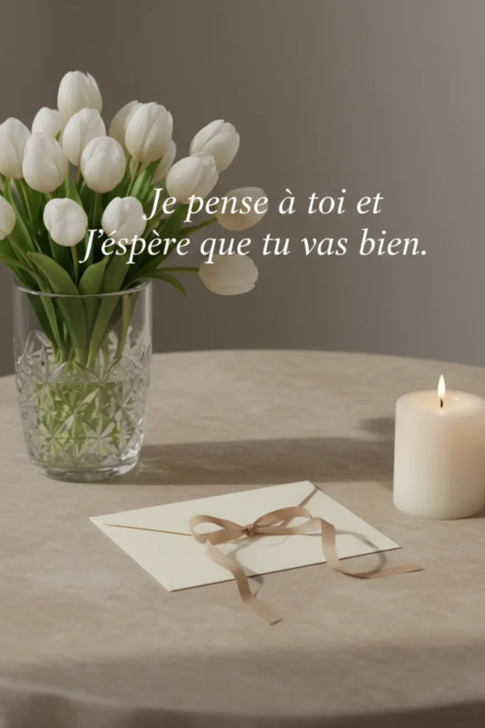 Je pense à toi et j’espère que tu vas bien.