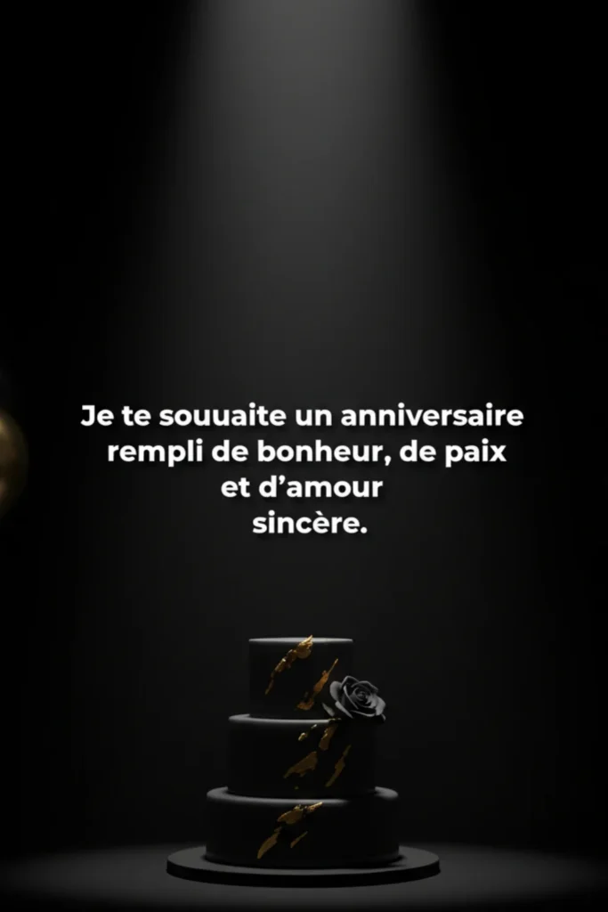 Je te souhaite un anniversaire rempli de bonheur, de paix et d’amour sincère.