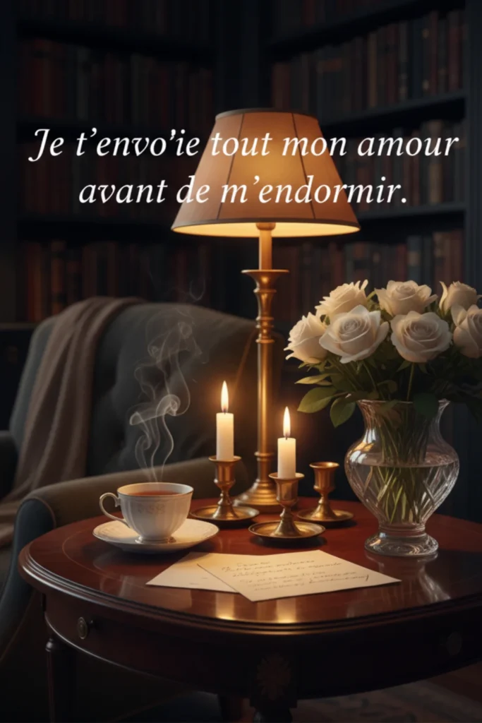 Je t’envoie tout mon amour avant de m’endormir.