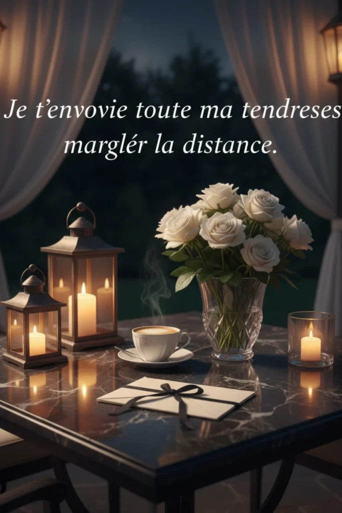 Je t’envoie toute ma tendresse malgré la distance.