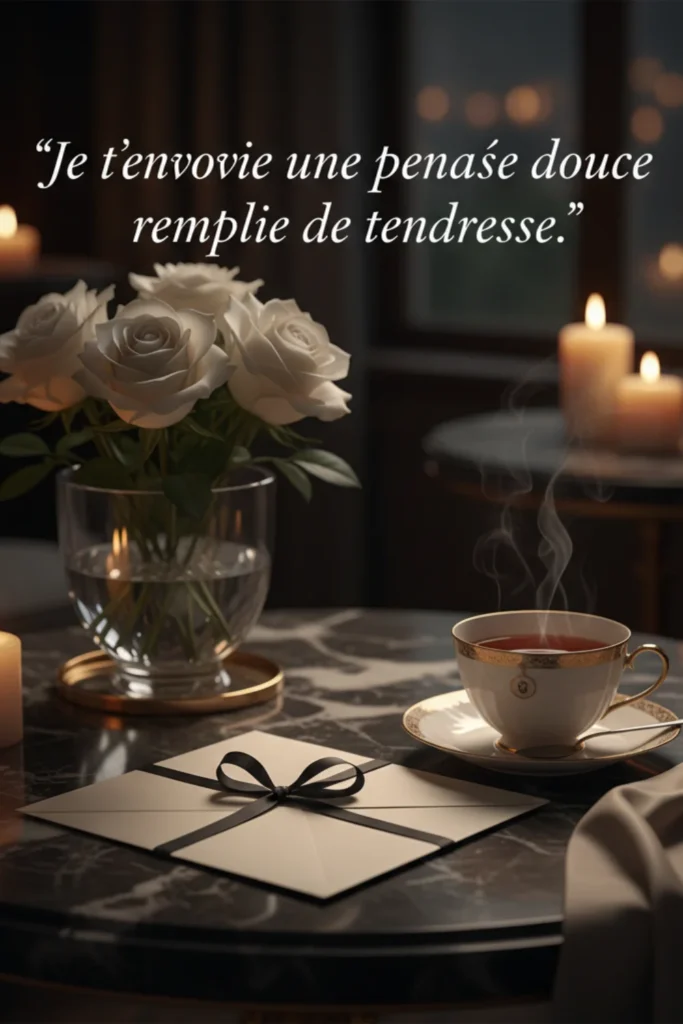 Je t’envoie une pensée douce remplie de tendresse.