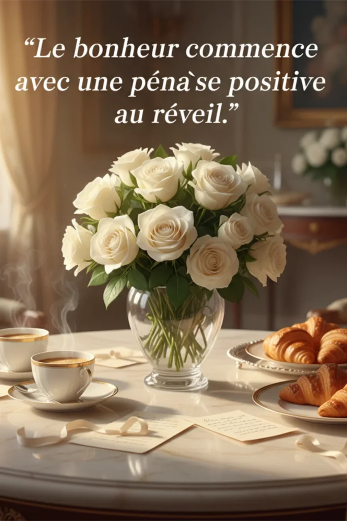 Le bonheur commence avec une pensée positive au réveil.