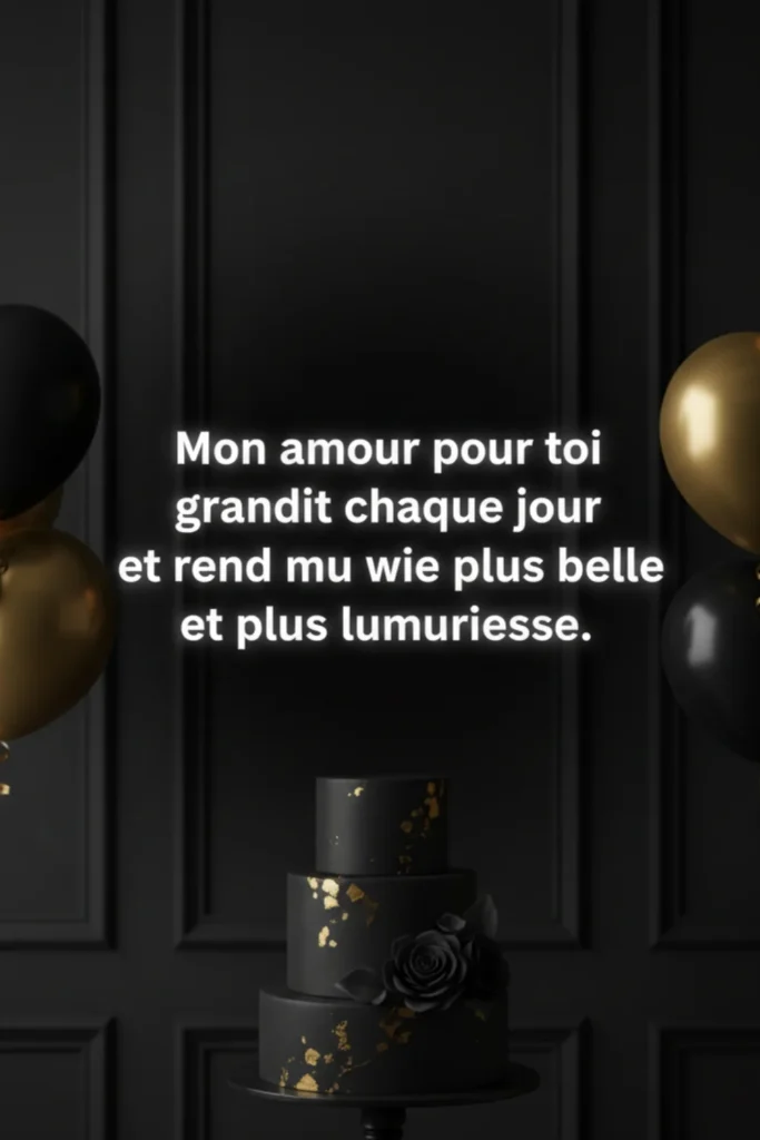 Mon amour pour toi grandit chaque jour et rend ma vie plus belle et plus lumineuse.
