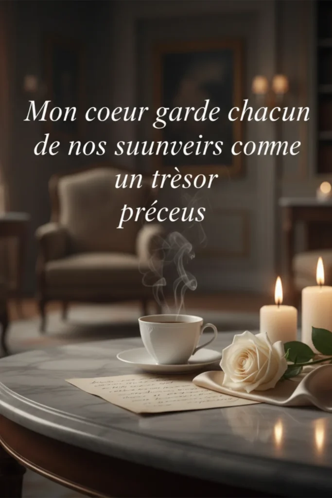 Mon cœur garde chacun de nos souvenirs comme un trésor précieux.
