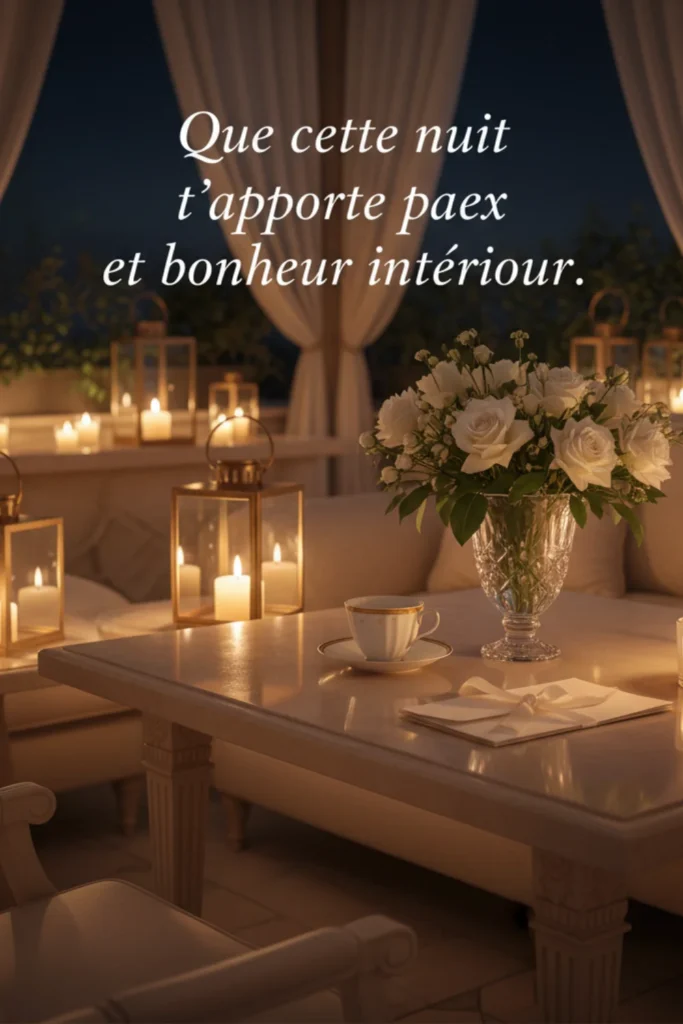 Que cette nuit t’apporte paix et bonheur intérieur.
