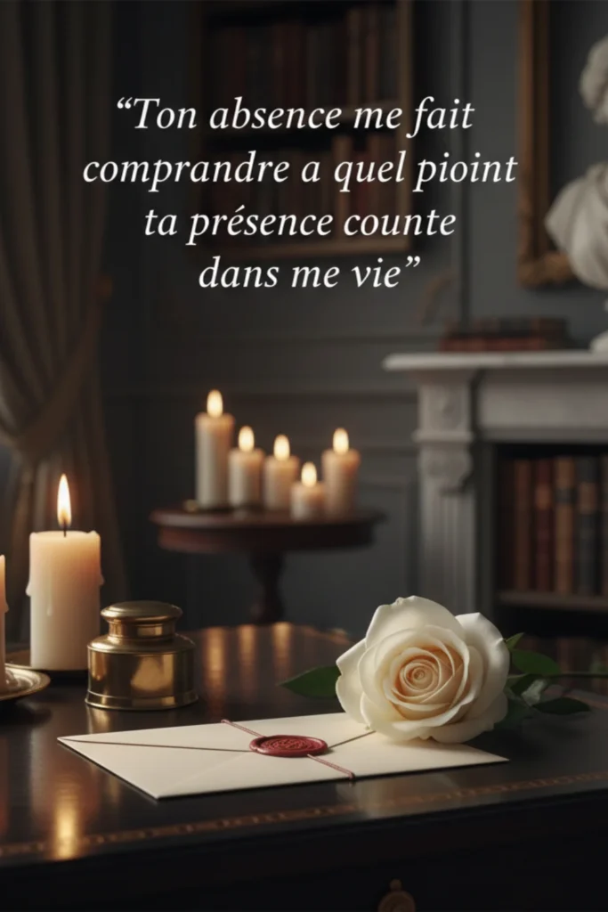 Ton absence me fait comprendre à quel point ta présence compte dans ma vie.