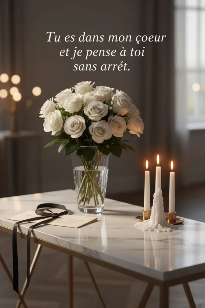 Tu es dans mon cœur et je pense à toi sans arrêt.