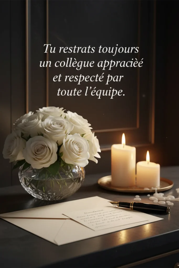Tu resteras toujours un collègue apprécié et respecté par toute l’équipe.