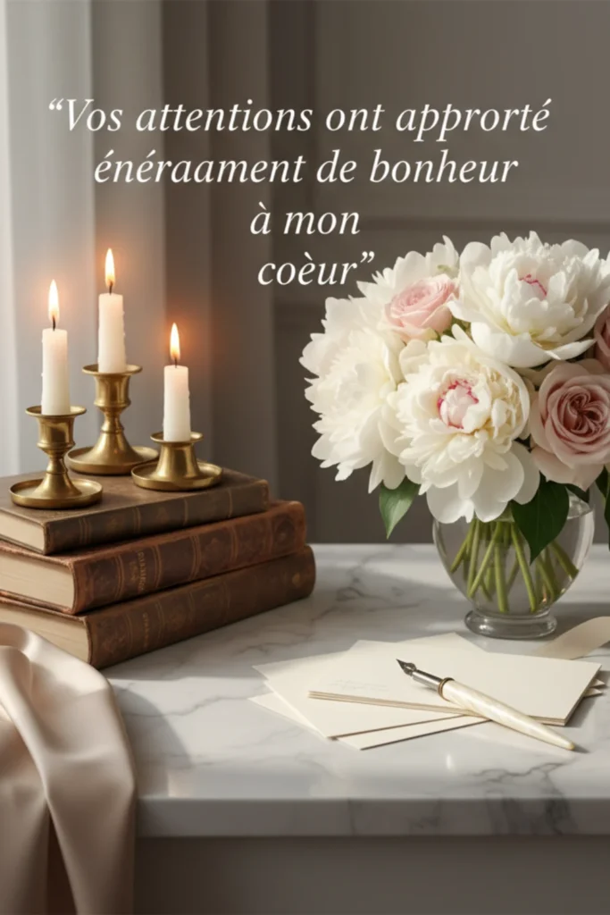 Vos attentions ont apporté énormément de bonheur à mon cœur.