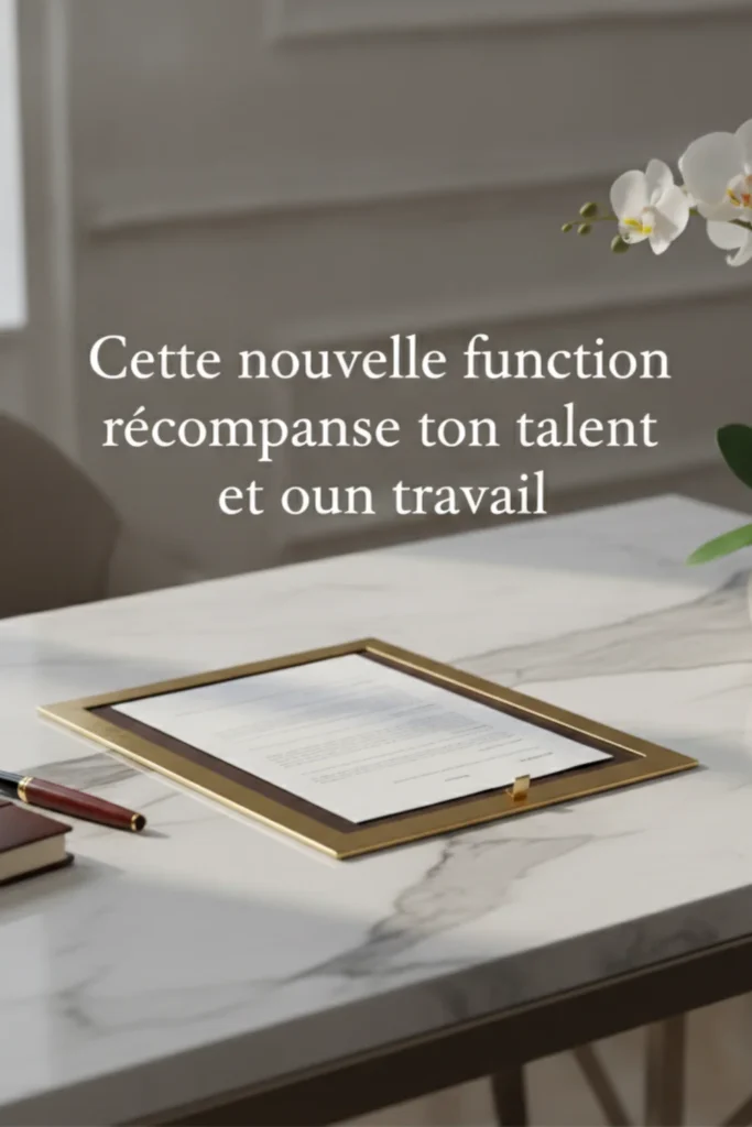 Cette nouvelle fonction récompense ton talent et ton travail