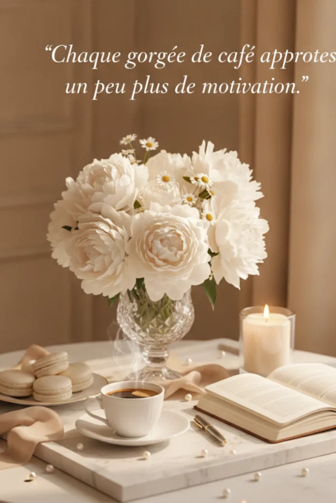 Chaque gorgée de café apporte un peu plus de motivation.