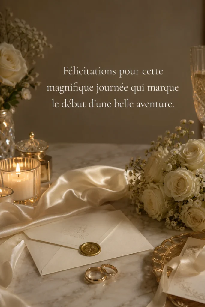 Félicitations pour cette magnifique journée qui marque le début d’une belle aventure.