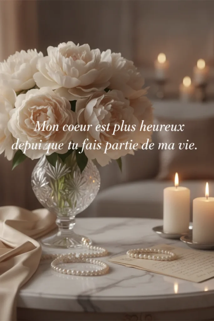 Mon cœur est plus heureux depuis que tu fais partie de ma vie.