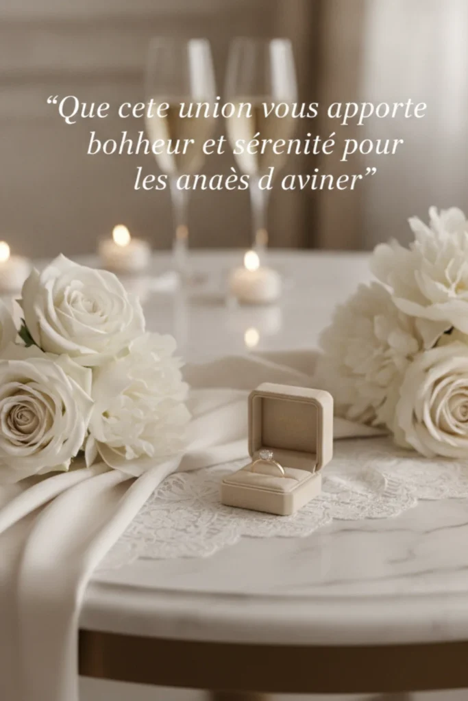 “Que cette union vous apporte bonheur et sérénité pour les années à venir”