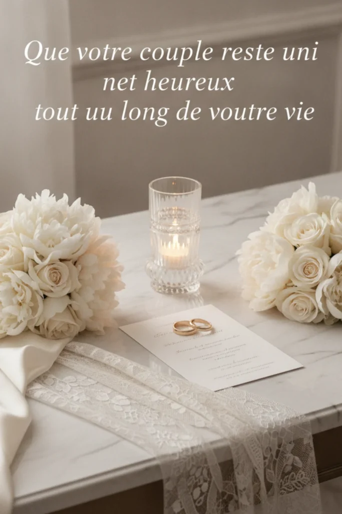 Que votre couple reste uni et heureux tout au long de votre vie”