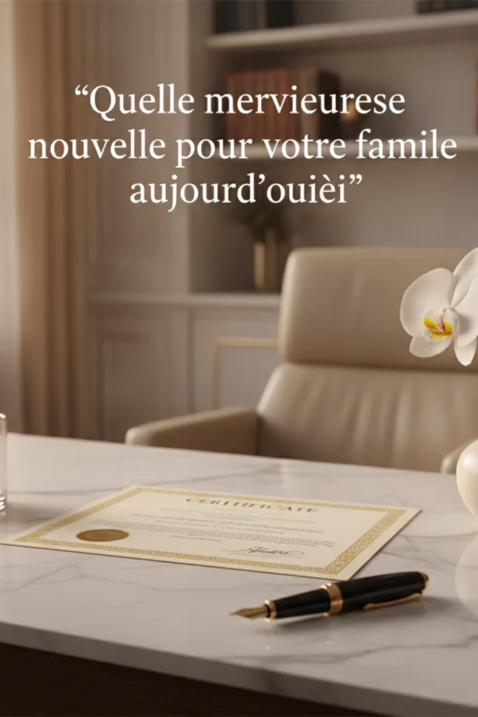 Quelle merveilleuse nouvelle pour votre famille aujourd’hui.