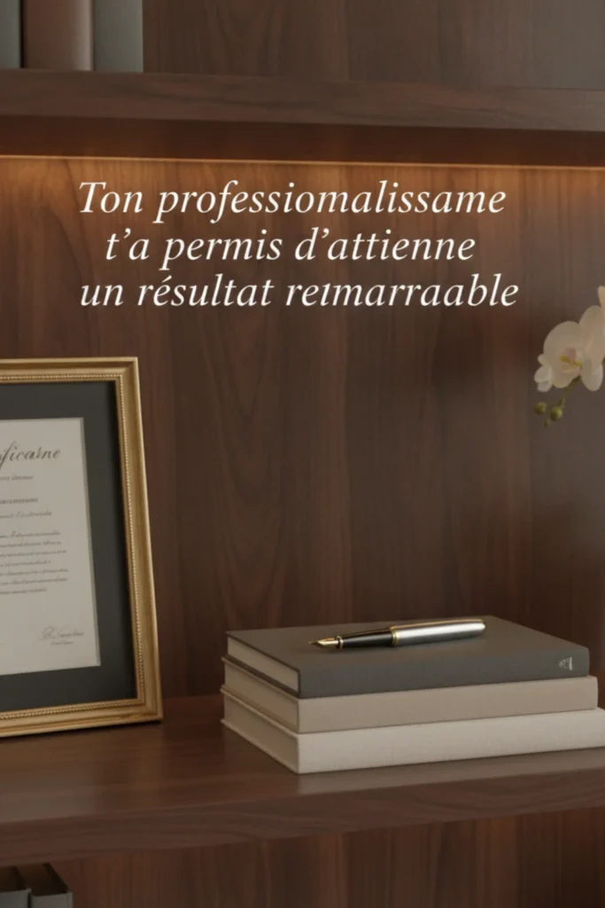 Ton professionnalisme t’a permis d’atteindre un résultat remarquable