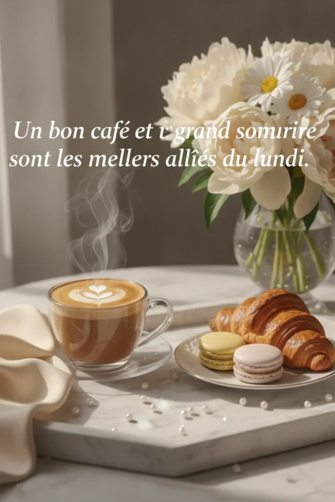Un bon café et un grand sourire sont les meilleurs alliés du lundi.