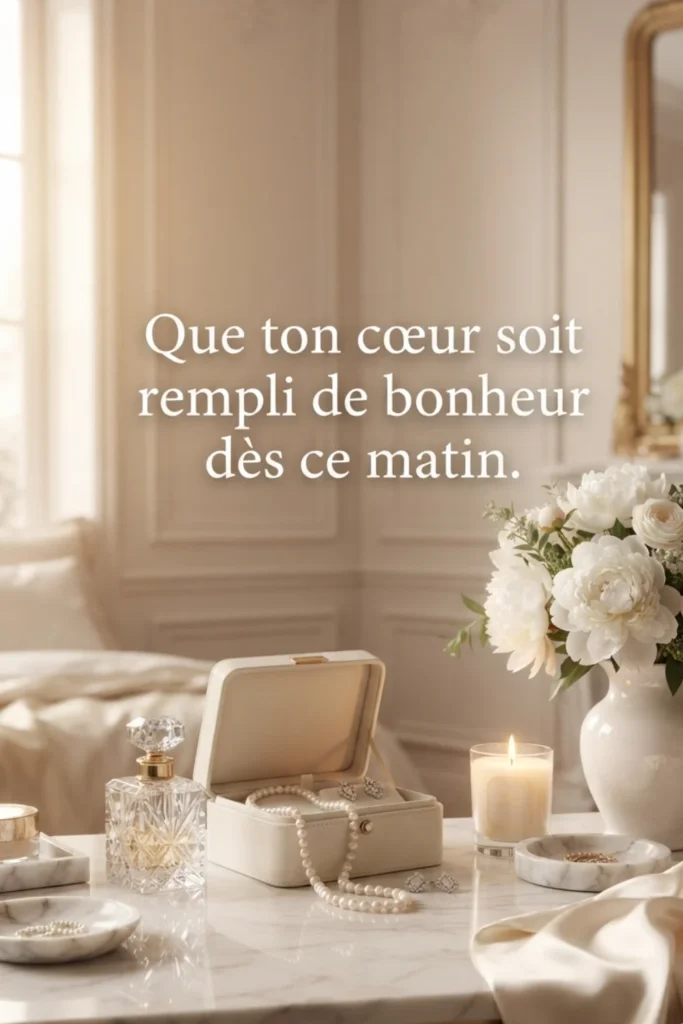 Que ton cœur soit rempli de bonheur dès ce matin.