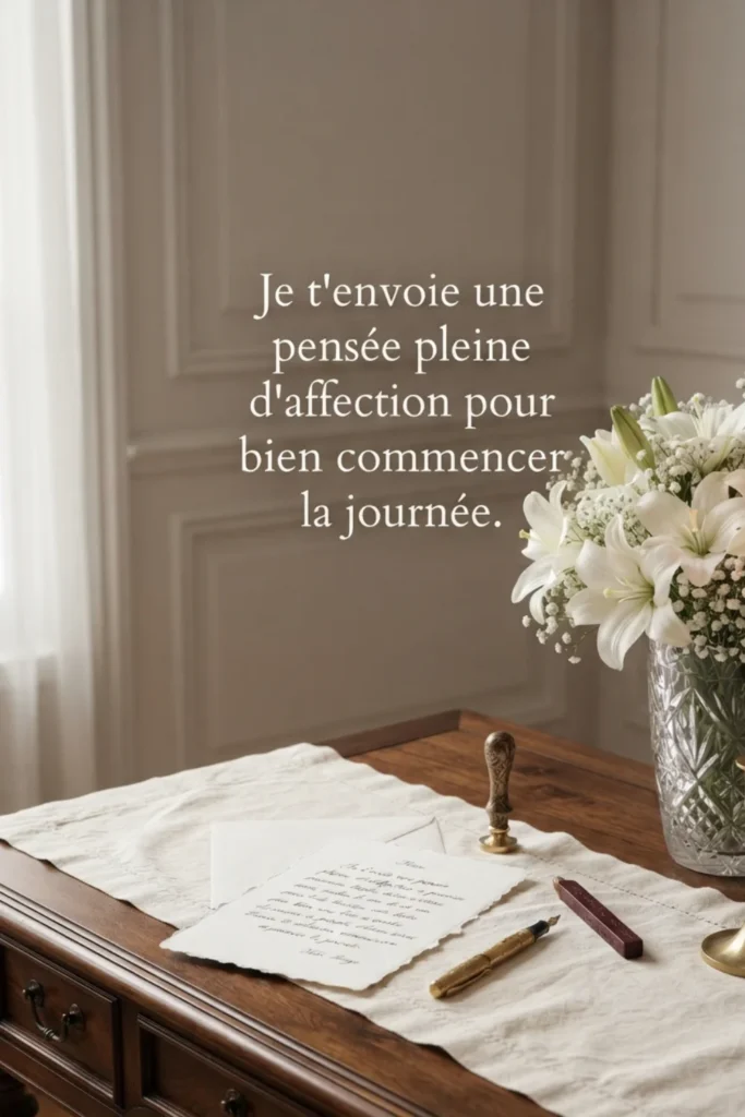 Je t'envoie une pensée pleine d'affection pour bien commencer la journée.