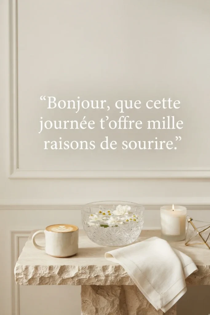 Bonjour, que cette journée t'offre mille raisons de sourire.