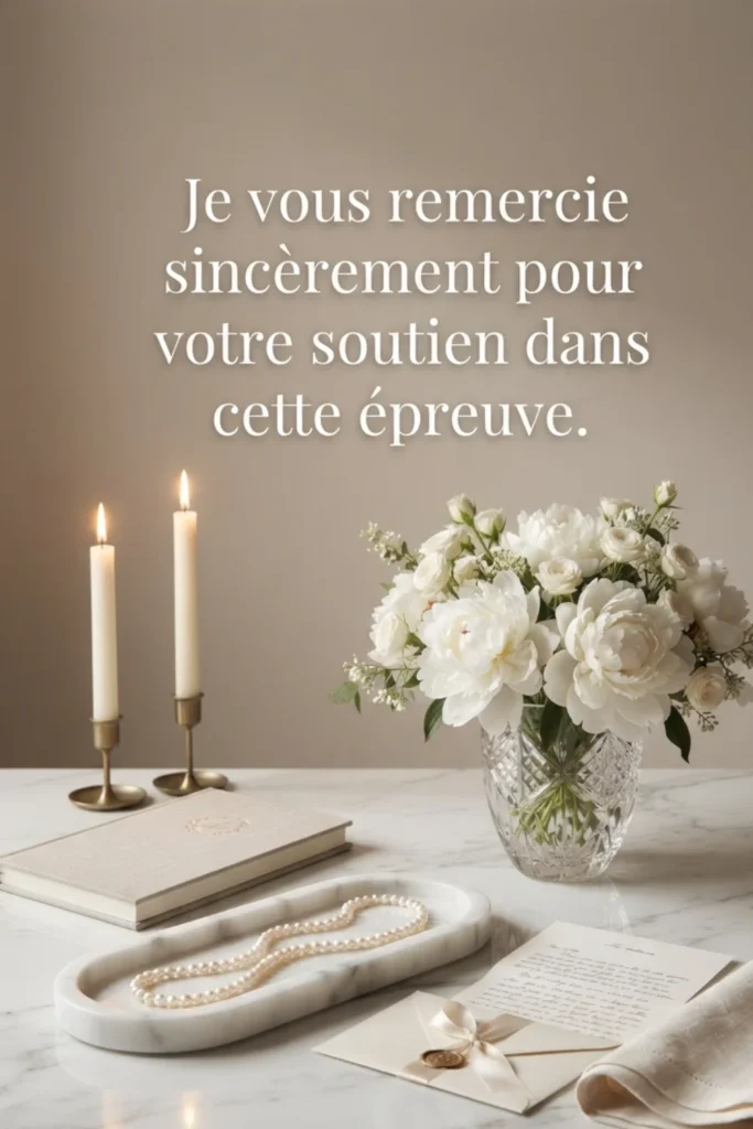 Je vous remercie sincèrement pour votre soutien dans cette épreuve.