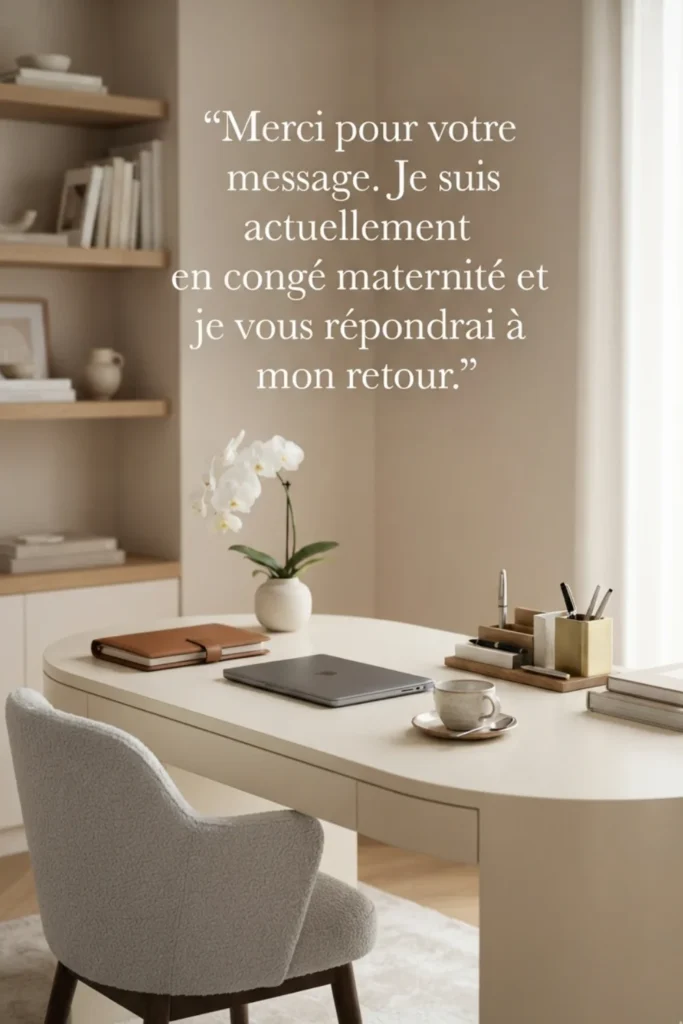 Merci pour votre message. Je suis actuellement en congé maternité et je vous répondrai à mon retour.