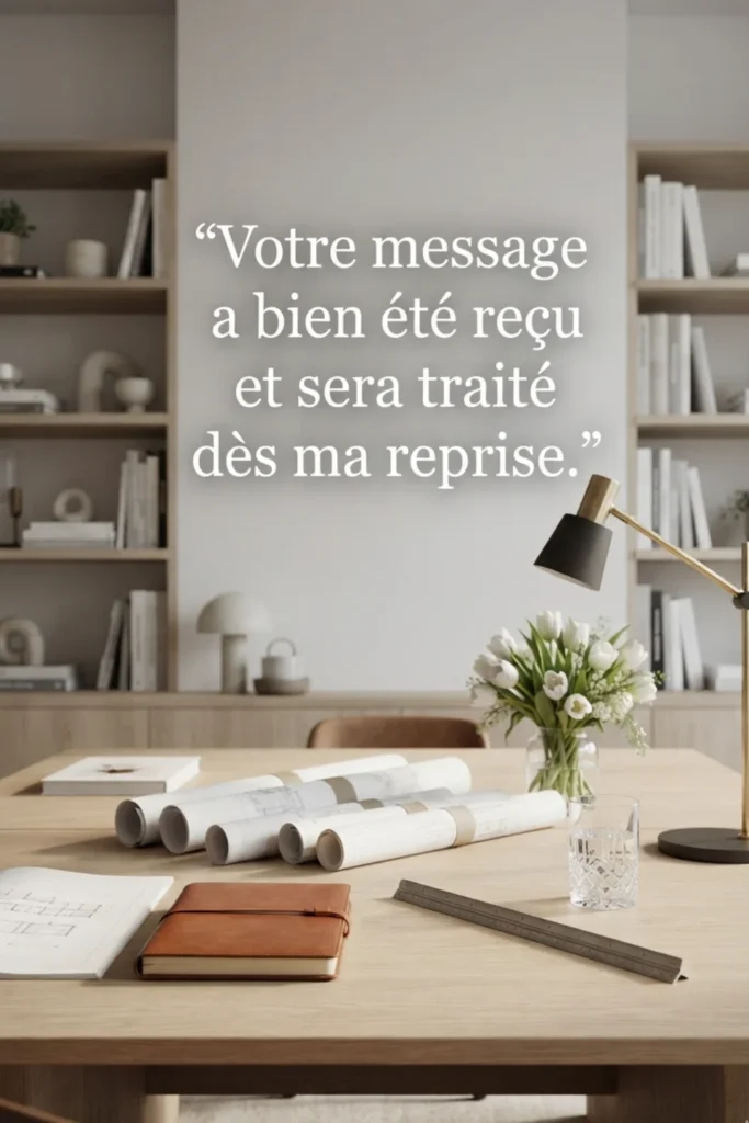 Votre message a bien été reçu et sera traité dès ma reprise.